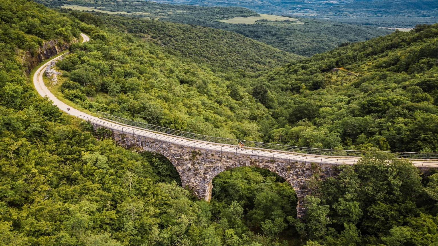 Scenic viaduct landscape on the Parenzana Trail